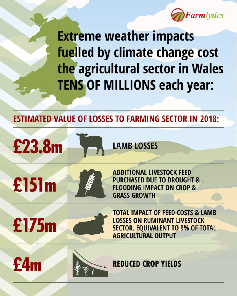 Farmlytics graphic showing weather impacts in Wales