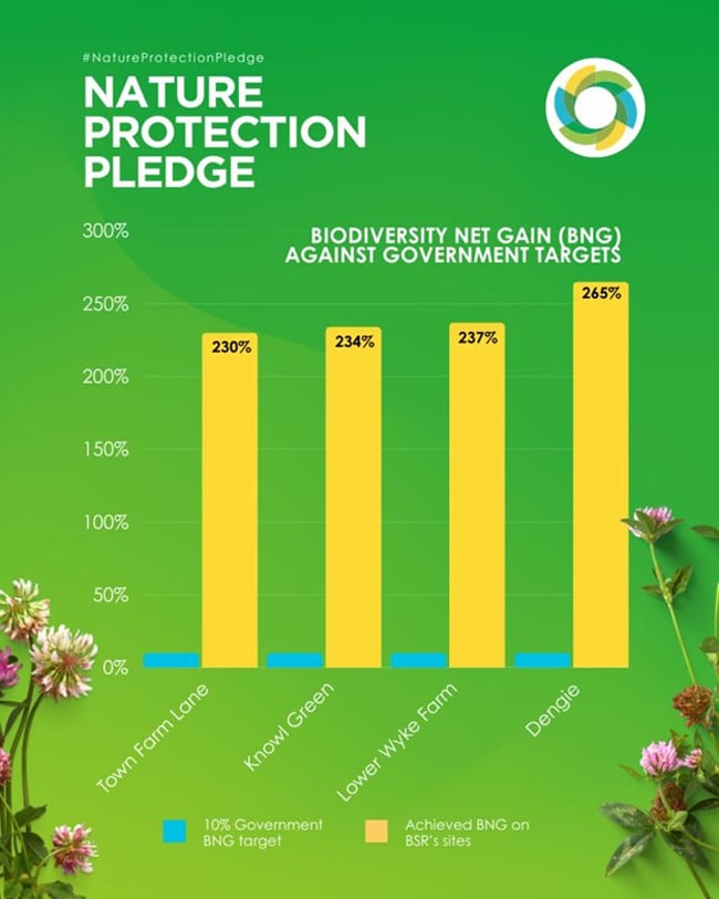 An info graphic showing scale of biodiversity net gain